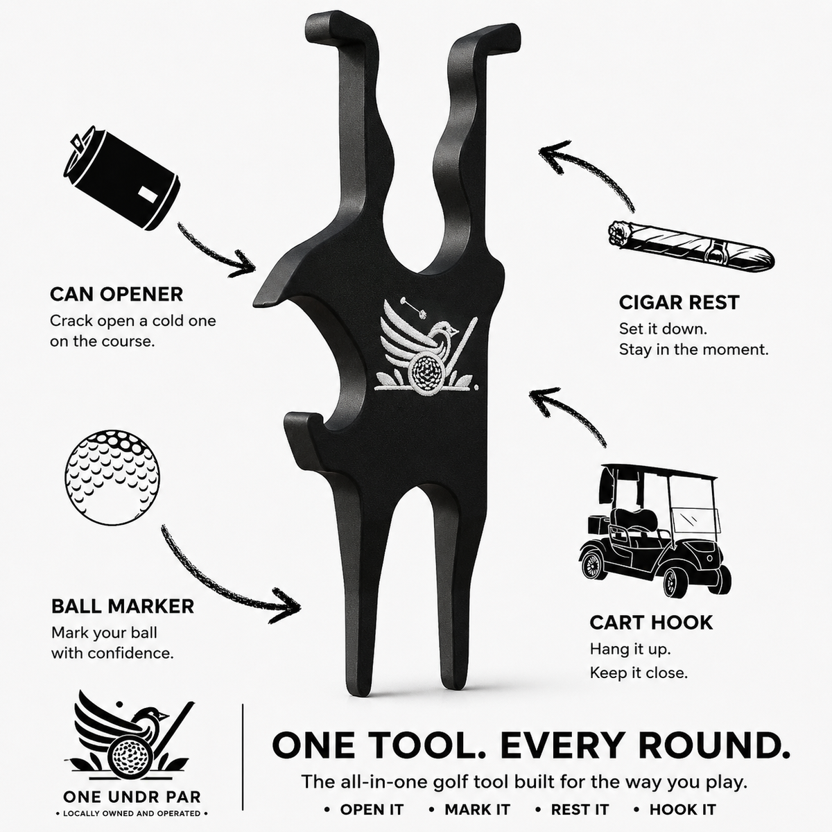 ONE UNDR PAR™ 4-in-1 Golf Cart Tool